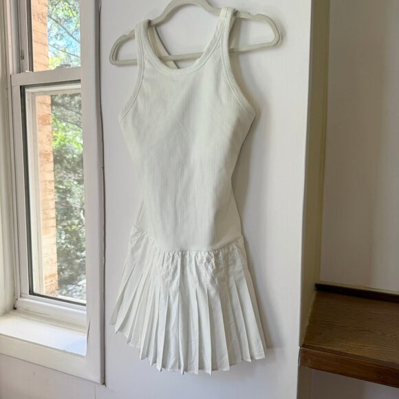 New Free People Tie Breaker Tennis Dress Drop Waist Pleated Skirt White Medium - Picture 4 of 10